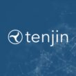 Tenjin logo in front of a dark blue background