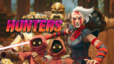 Main characters from Star Wars Hunters posing together