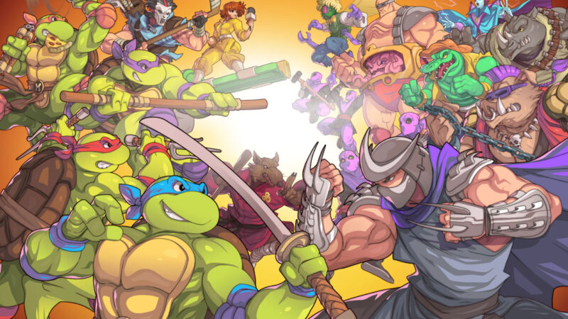 Teenage Mutant Ninja Turtles Shredder’s Revenge characters facing one another