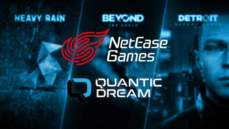 NetEase Games and Quantic Dream logos with games of Quantic in the background