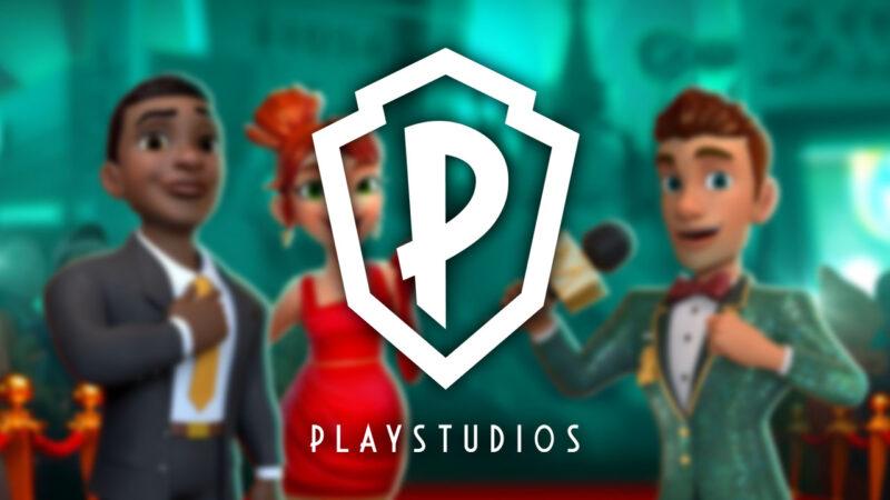 Playstudios logosu ve arka planda oyunları