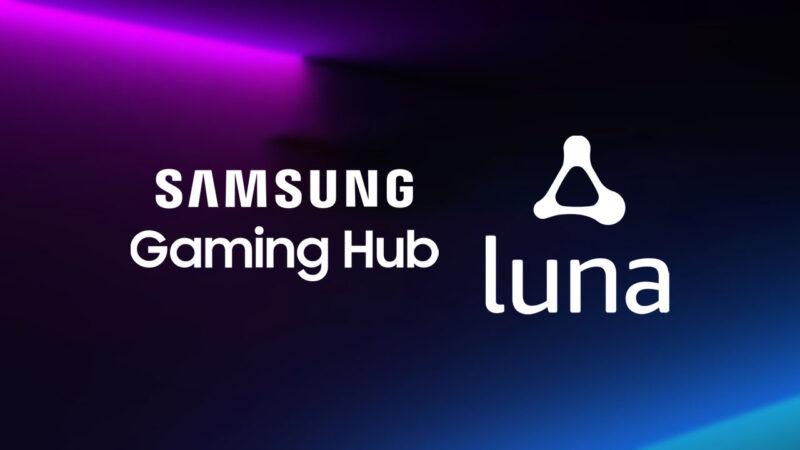 Samsung Gaming Hub ve Amazon Luna logoları