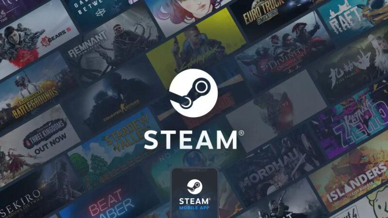 Steam's library of games with a little mobile phone at the bottom of the image