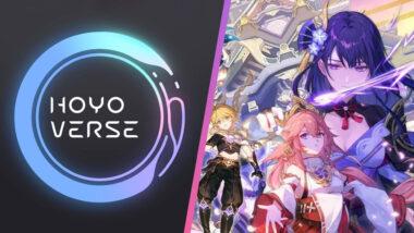 HoYoverse logo and some characters from Mihoyo's games