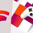 Google Stadia contoller and Stadia logo