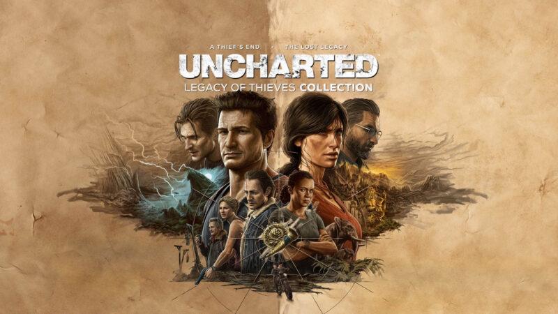 Uncharted 4 characters under the game's title