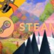 Steam logo with gaming scenes representing four seasons in the background