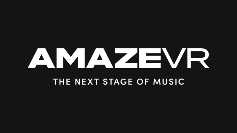 AmazeVR logo and slogan in front of a black background