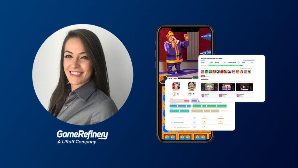 GameRefinery'den Aysu Yıldız'ın fotoğrafı, şirket logosu, ve bir cep telefonu görseli
