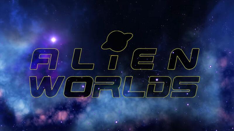 alien worlds logo in space