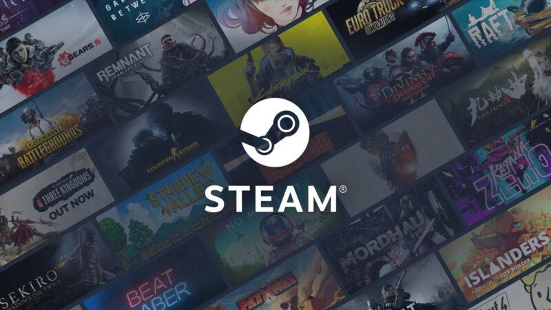 steam logo on game thumbnails background