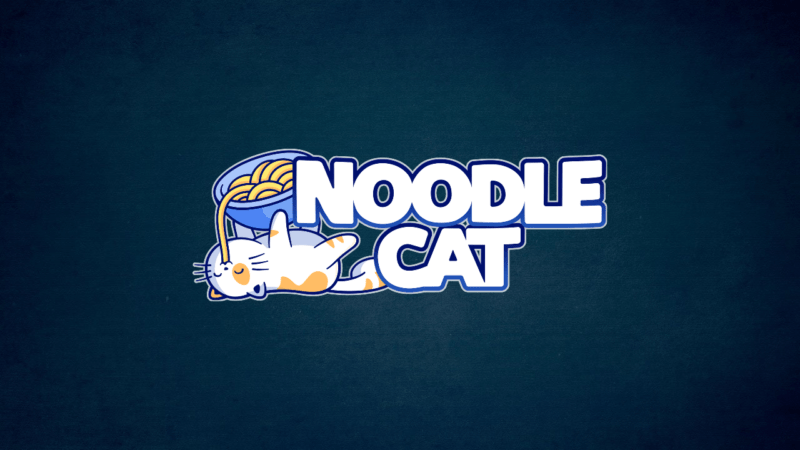 Noodle Cat Games logo over a dark blue background