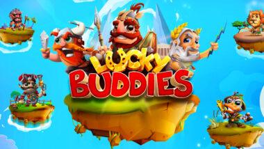 lucky buddies logo with game characters around it