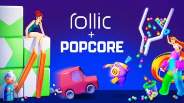 rollic popcore logos and game characters