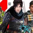 Octane, Wraith, and Bangalore posing between the Apex Legends: Mobile logo