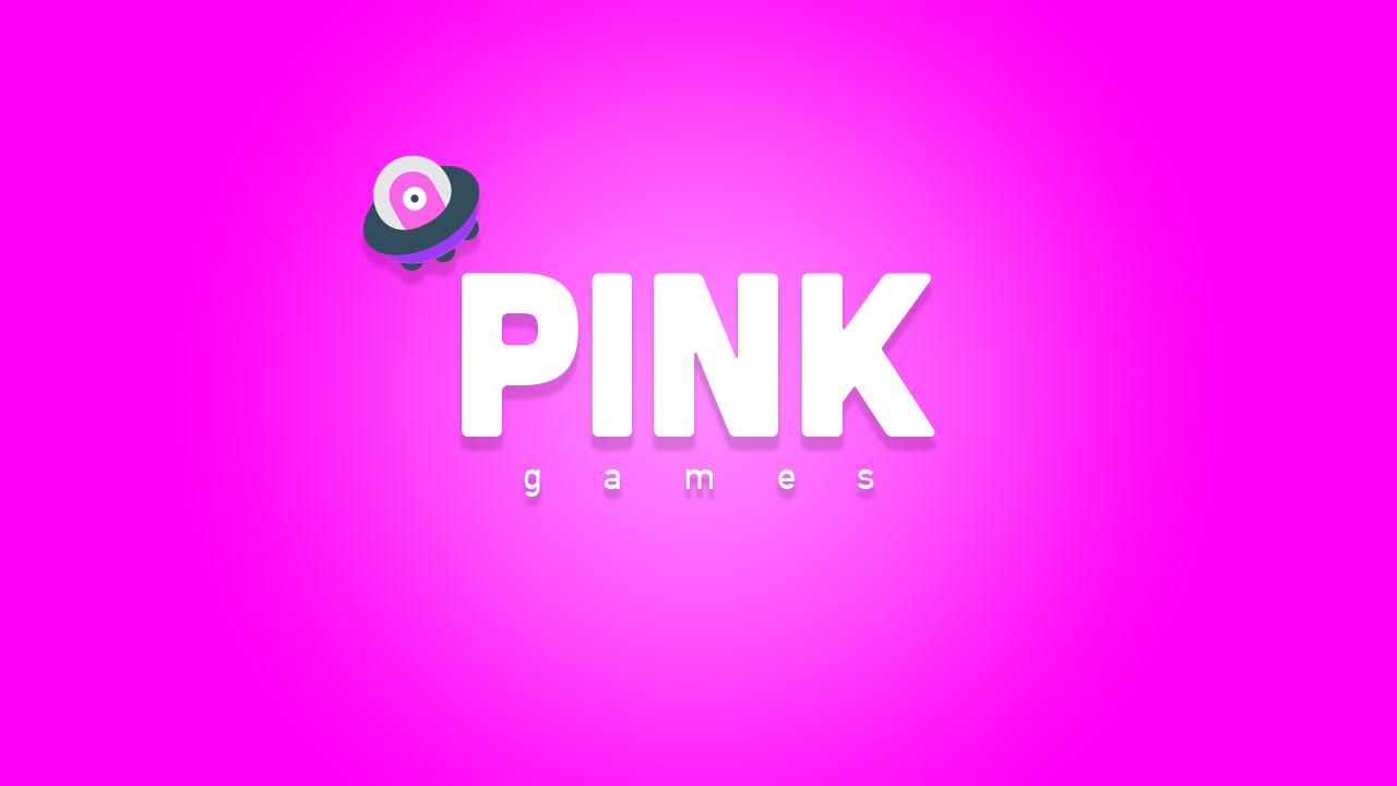 Pink Games logo over a bright pink background