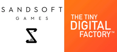 logos of sandsoft games and tiny digital factory.